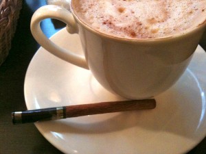 cappuccino with cinnamon stick